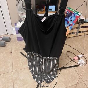 Black and White Striped Romper